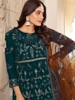 Peacock Green Faux Georgette Designer Salwar Kameez